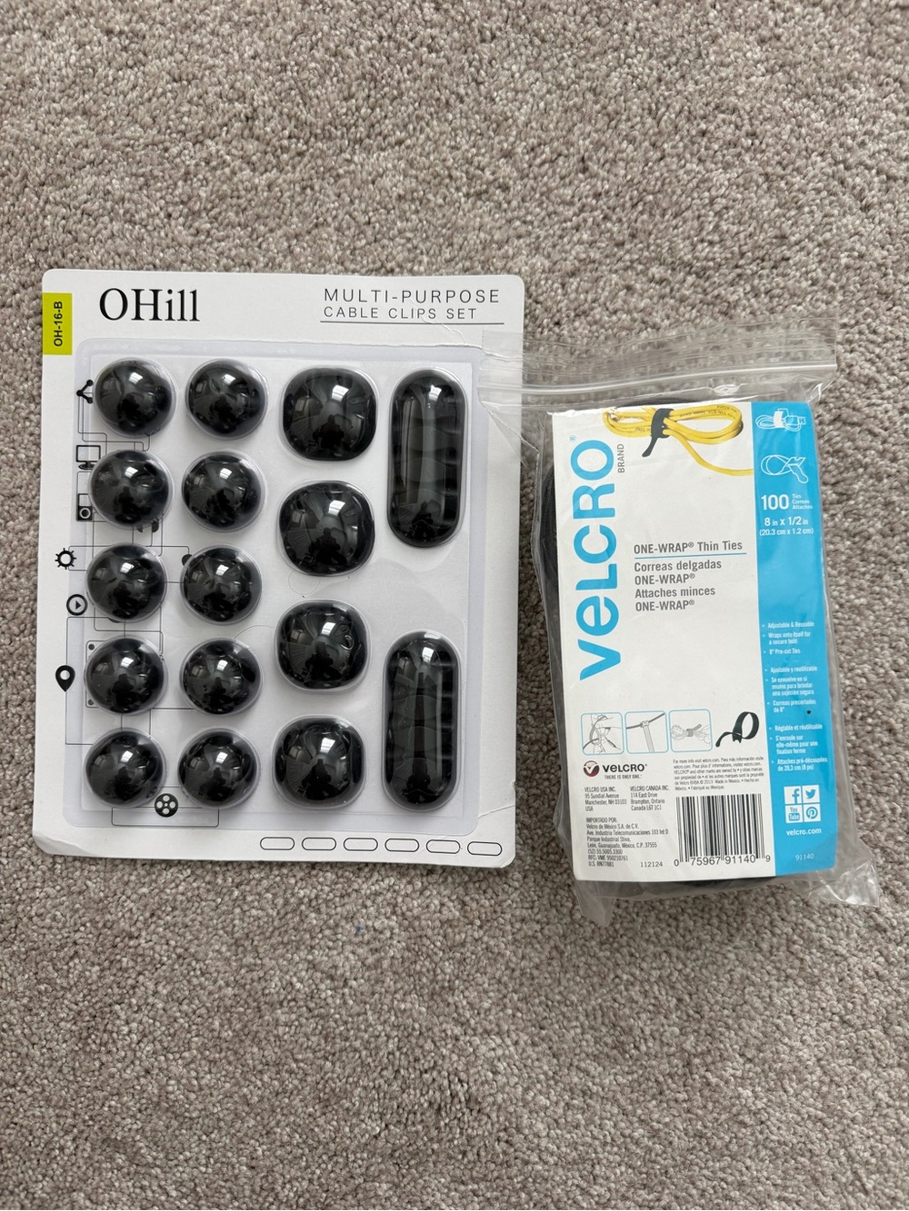 Cable Management- Clip set and Velcro - NEW